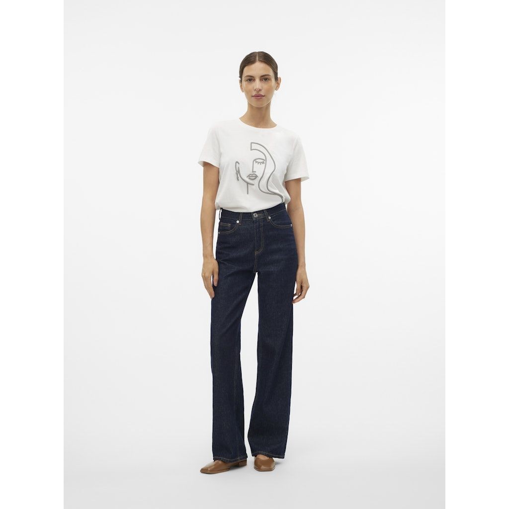 VERO MODA Marškinėliai moterims, Balta, Line olly top box 5