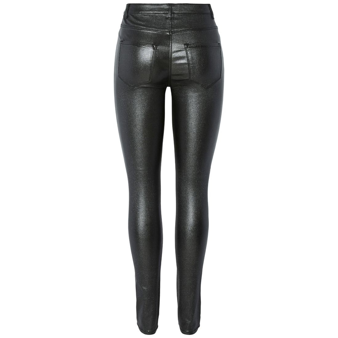 PIECES Odinės kelnės moterims, Juoda, Highskin glitter jeggings 2