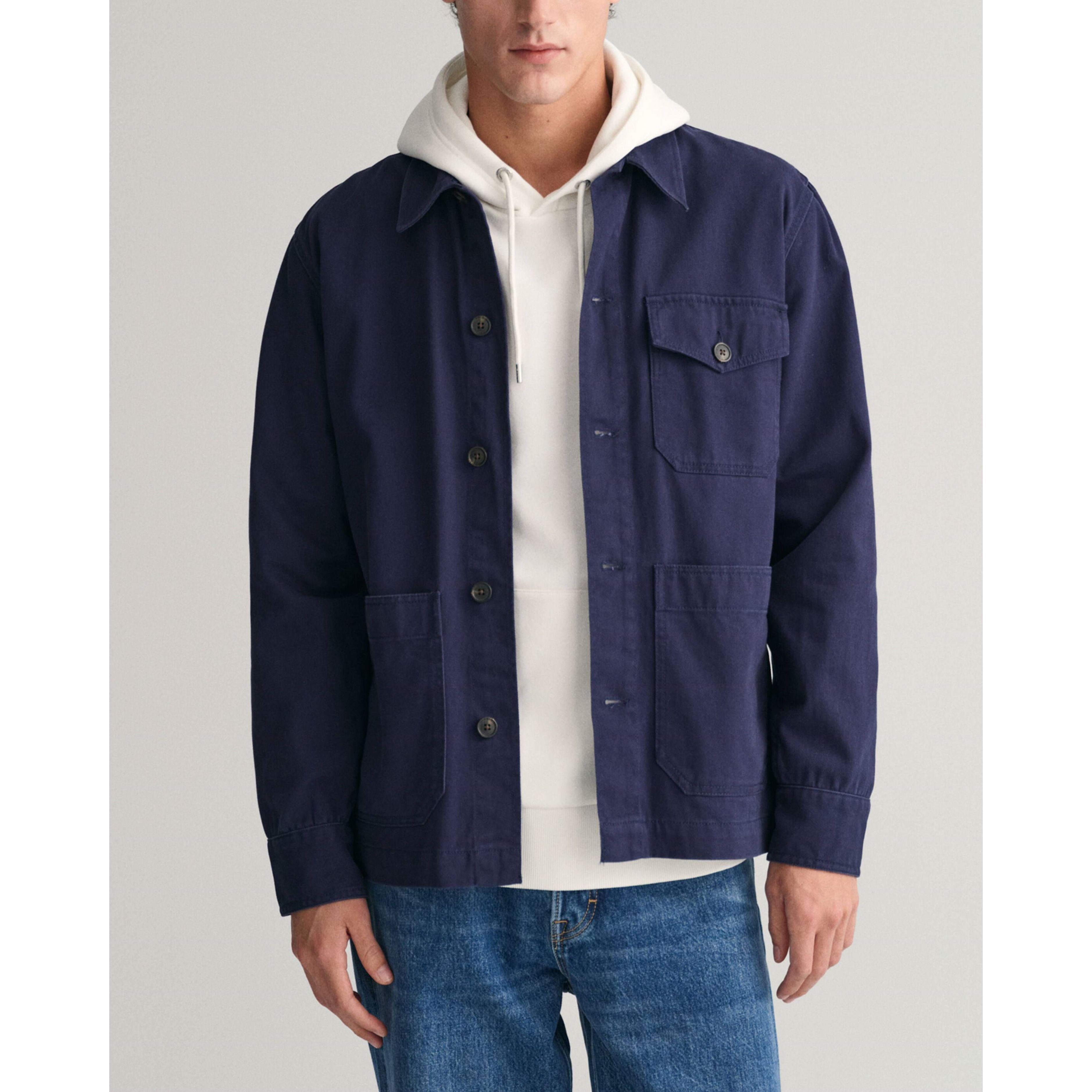 GANT Marškiniai vyrams, Mėlyna, BRUSHED TWILL OVERSHIRT 2
