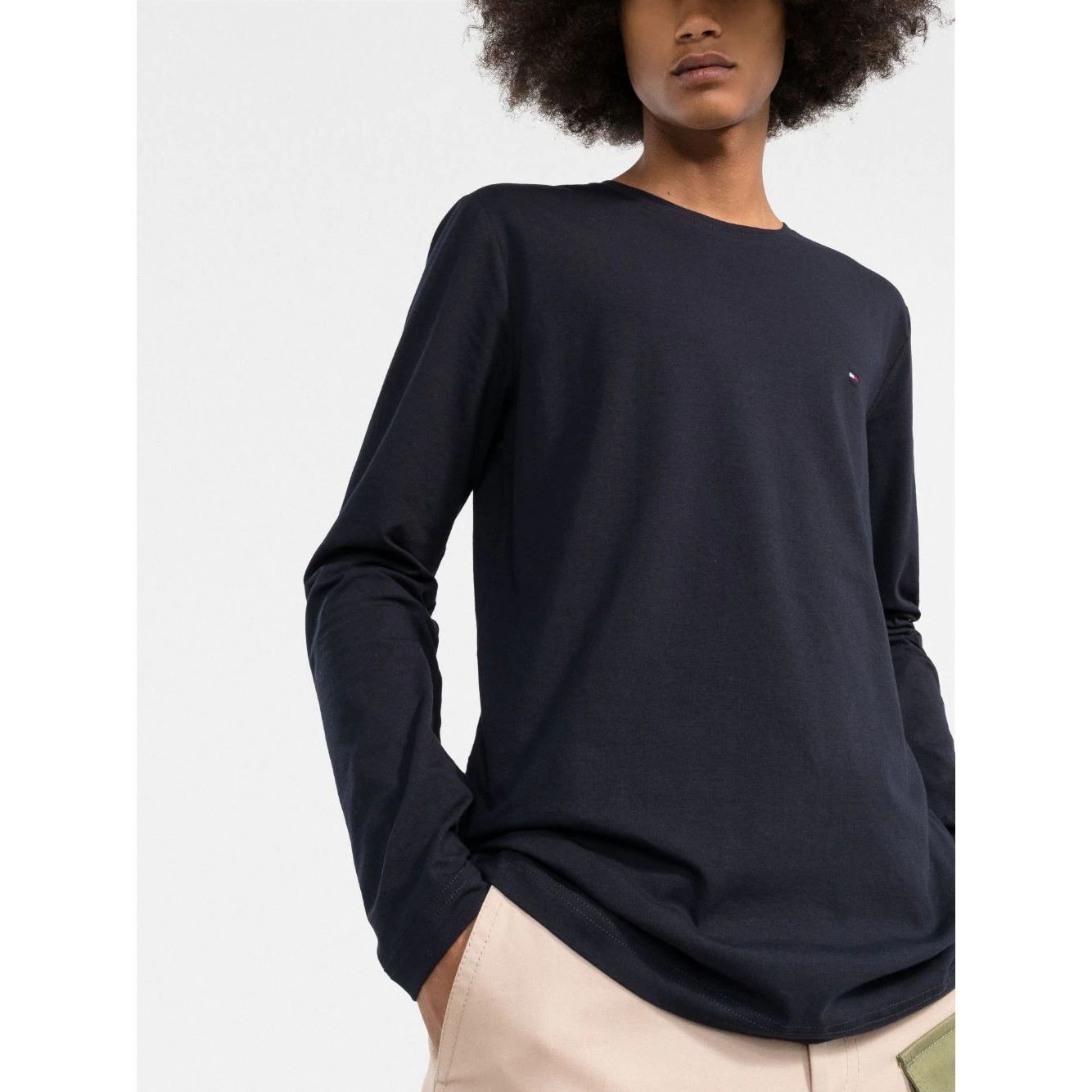 TOMMY HILFIGER Palaidinės vyrams, Mėlyna, Stretch slim long sleeve tee 3