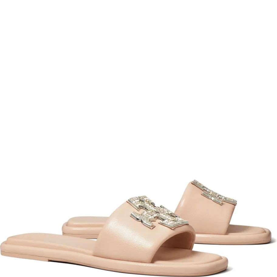 TORY BURCH Guminės šlepetės moterims, Rožinė, Double t deco sport slide 2