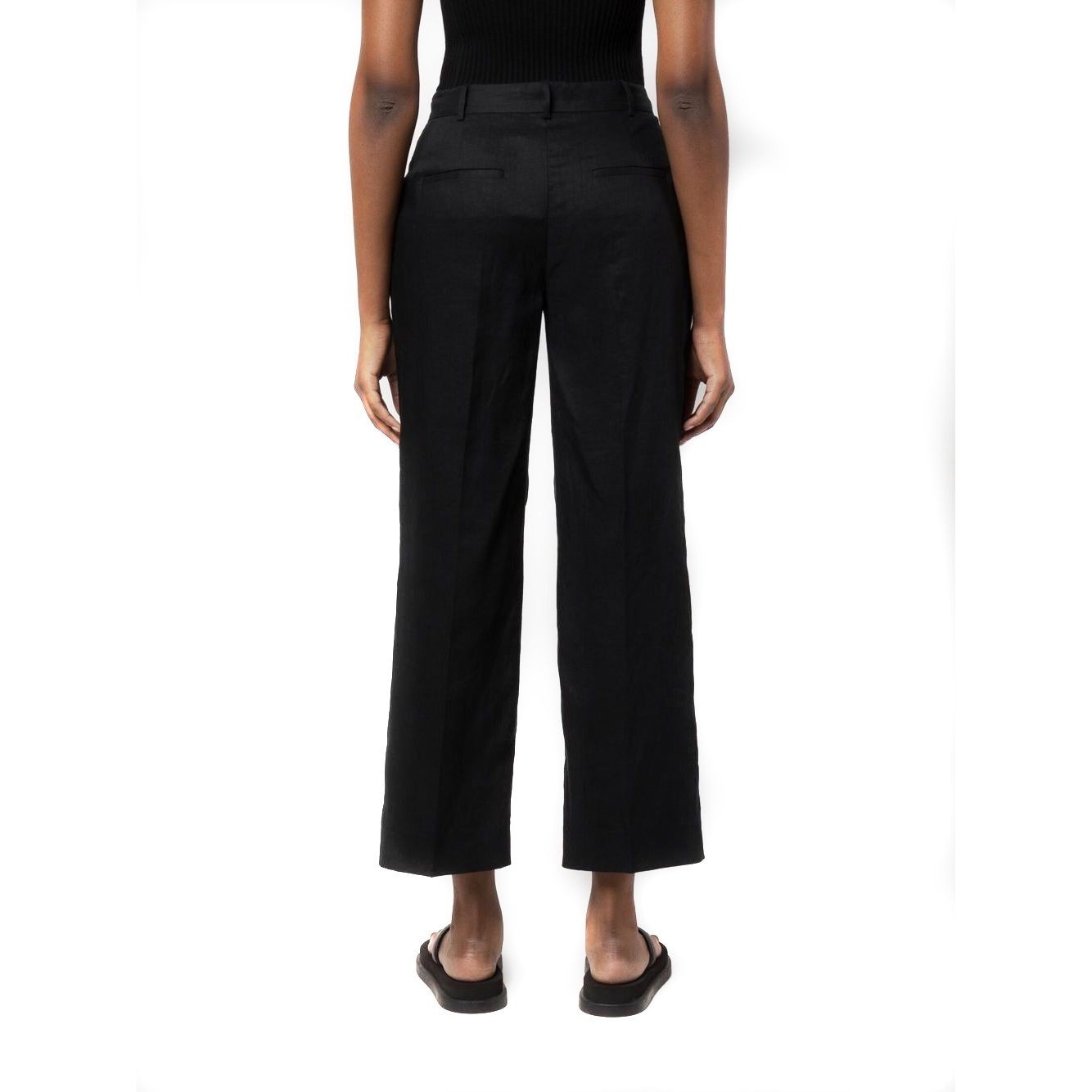 CALVIN KLEIN Kelnės moterims, Juoda, Linen slim  cropped pant 3