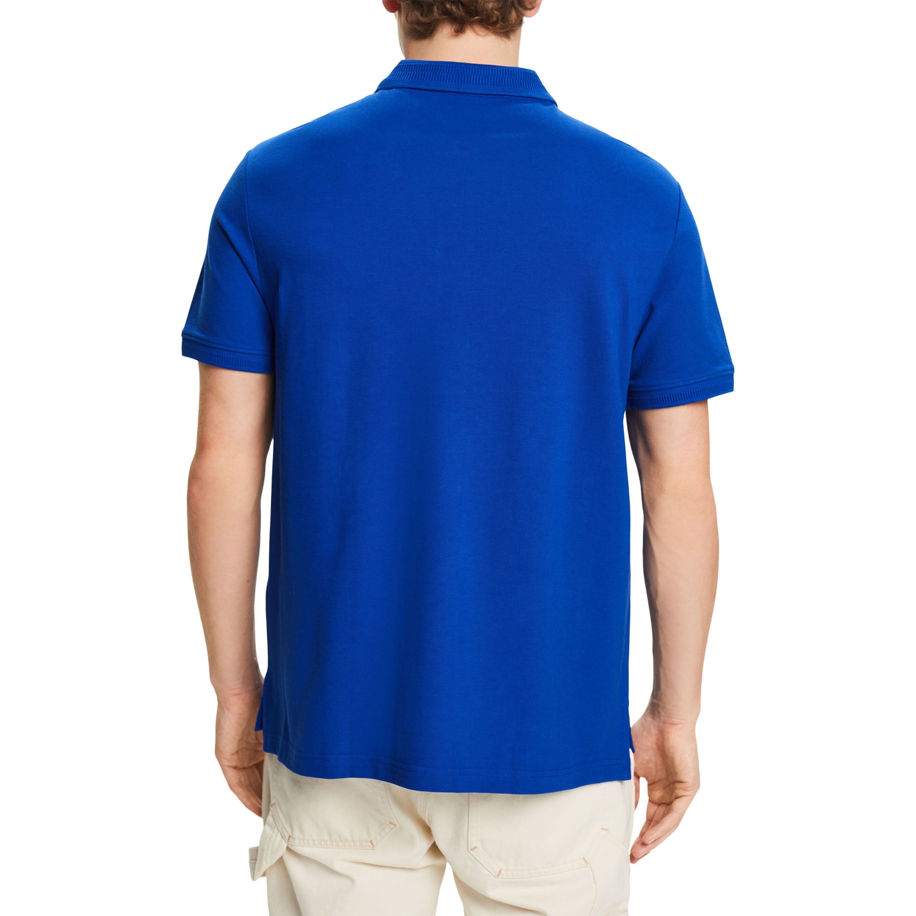 ESPRIT Polo marškiniai ilgos rank. vyrams, Mėlyna, Cotton Pique Polo Shirt 3