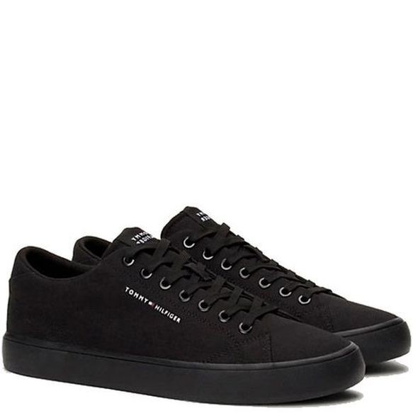 TOMMY HILFIGER Sportbačiai vyrams, Juoda, Vulc low canvas sneakers 1