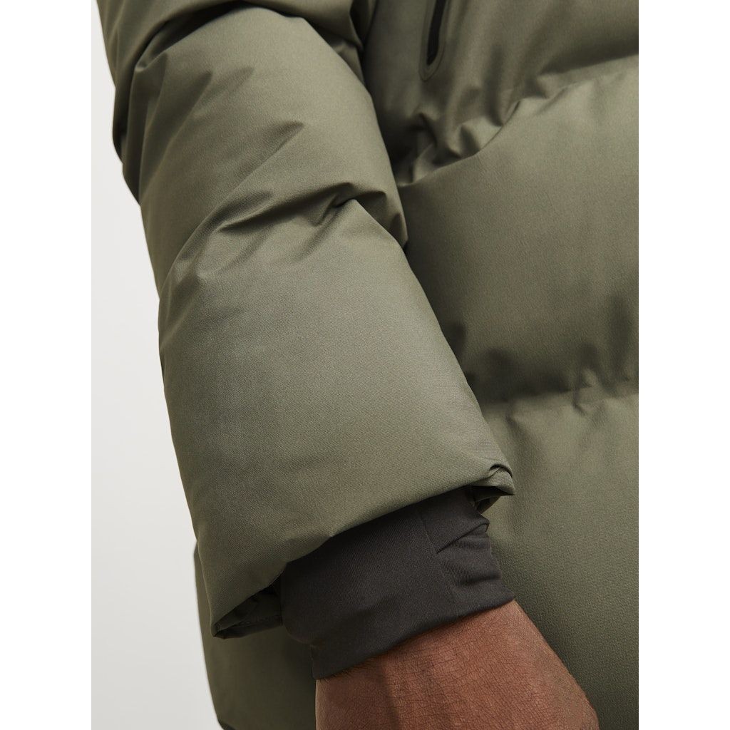 JACK & JONES Pūkinis paltas vyrams, Chaki, Alpha long puffer 4