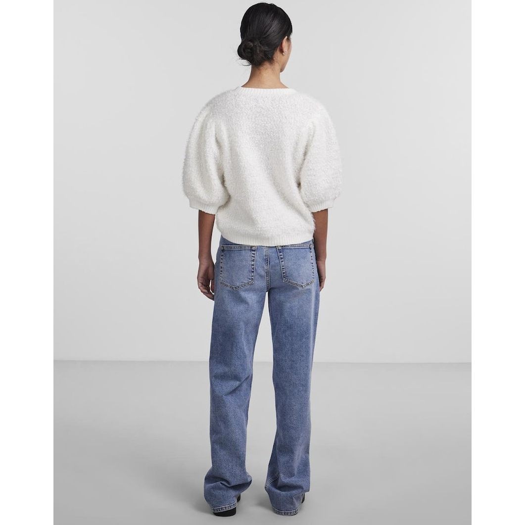 PIECES Megzta palaidinė moterims, Balta, Fee o-neck knit 3