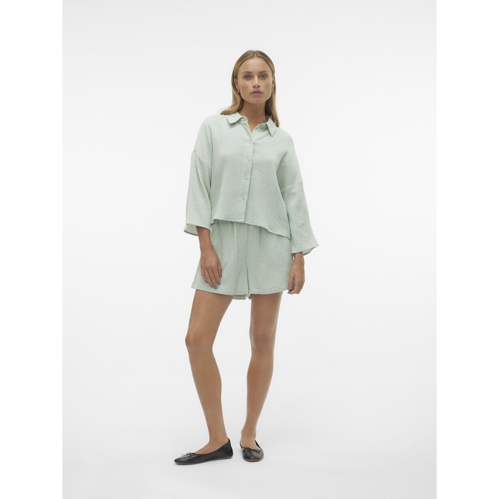 VERO MODA Marškiniai ilgomis rankovėmis moterims, Žalia, Natali crop shirt 4