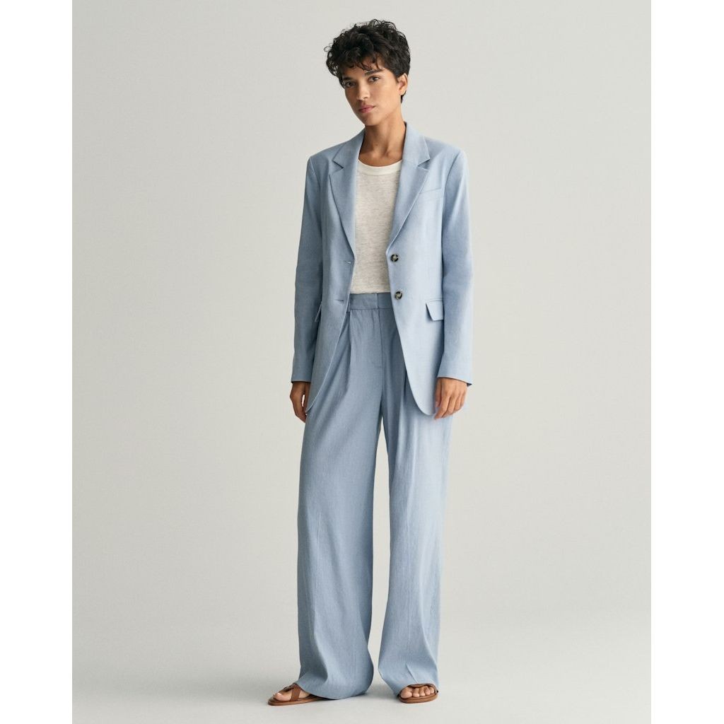GANT Kelnės moterims, Mėlyna, REL STRETCH LINEN TAILORED 2