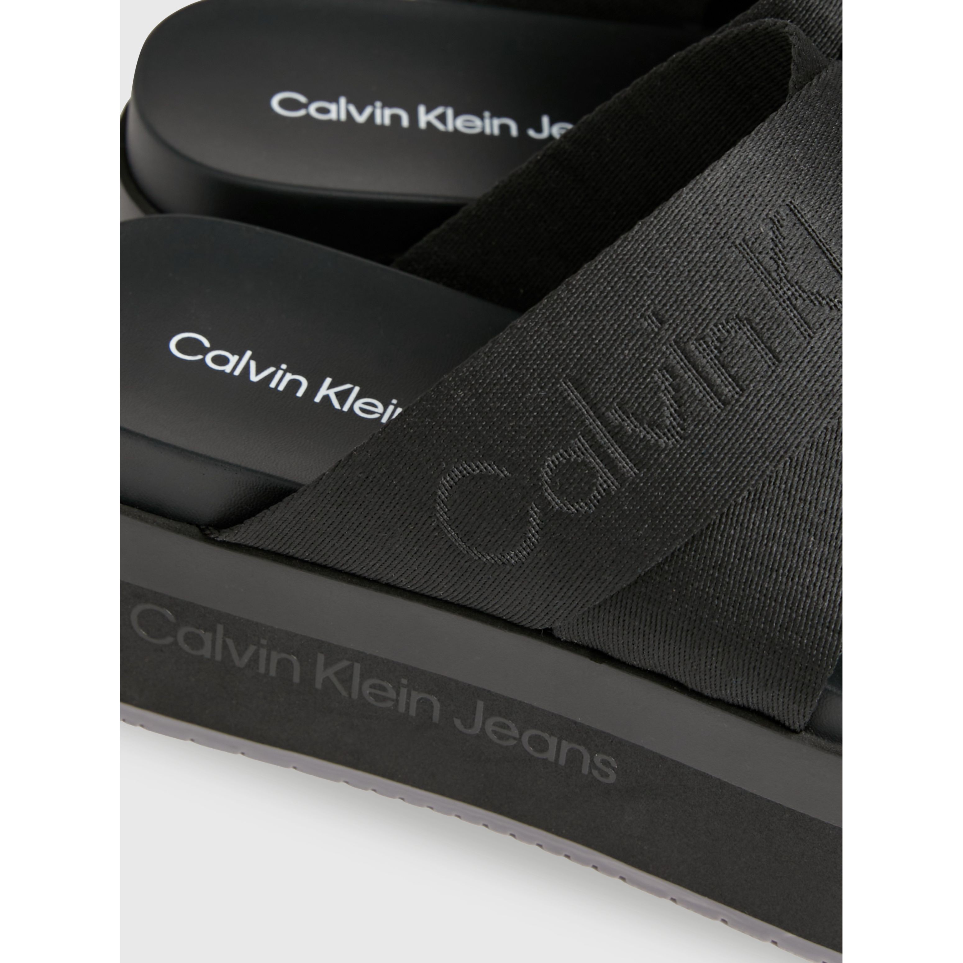 CALVIN KLEIN JEANS Šlepetės moterims, Juoda, Flatform sandal webbing 6