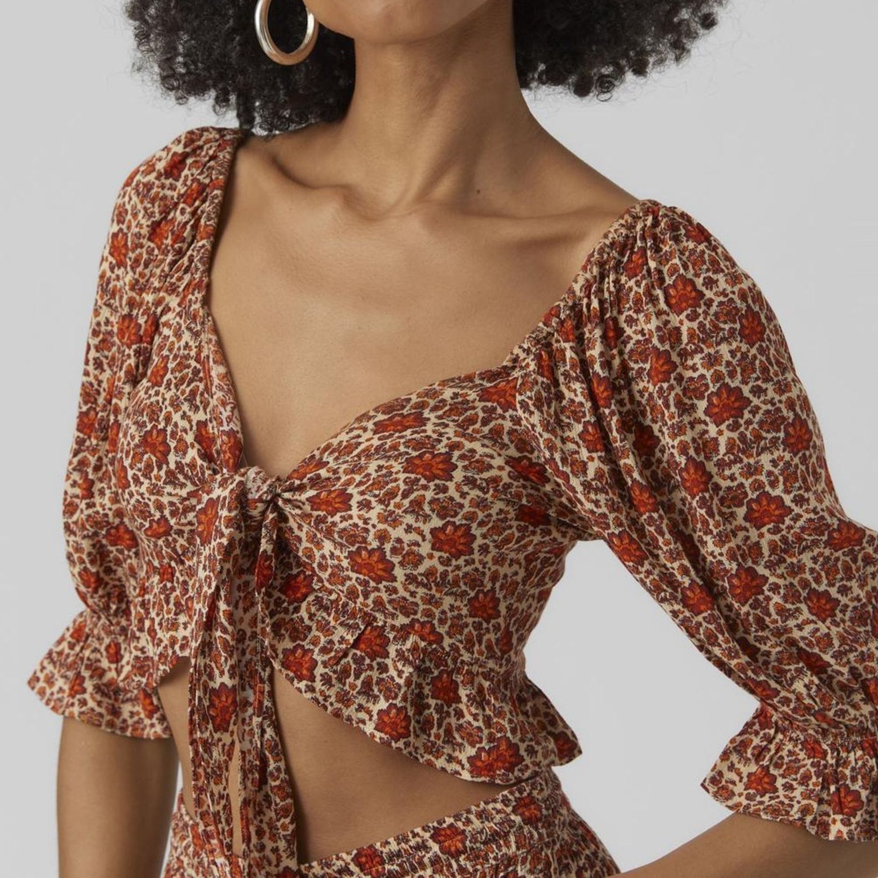 VERO MODA Palaidinės moterims, Raudona, VMBANI 2/4 CROP TOP E 2