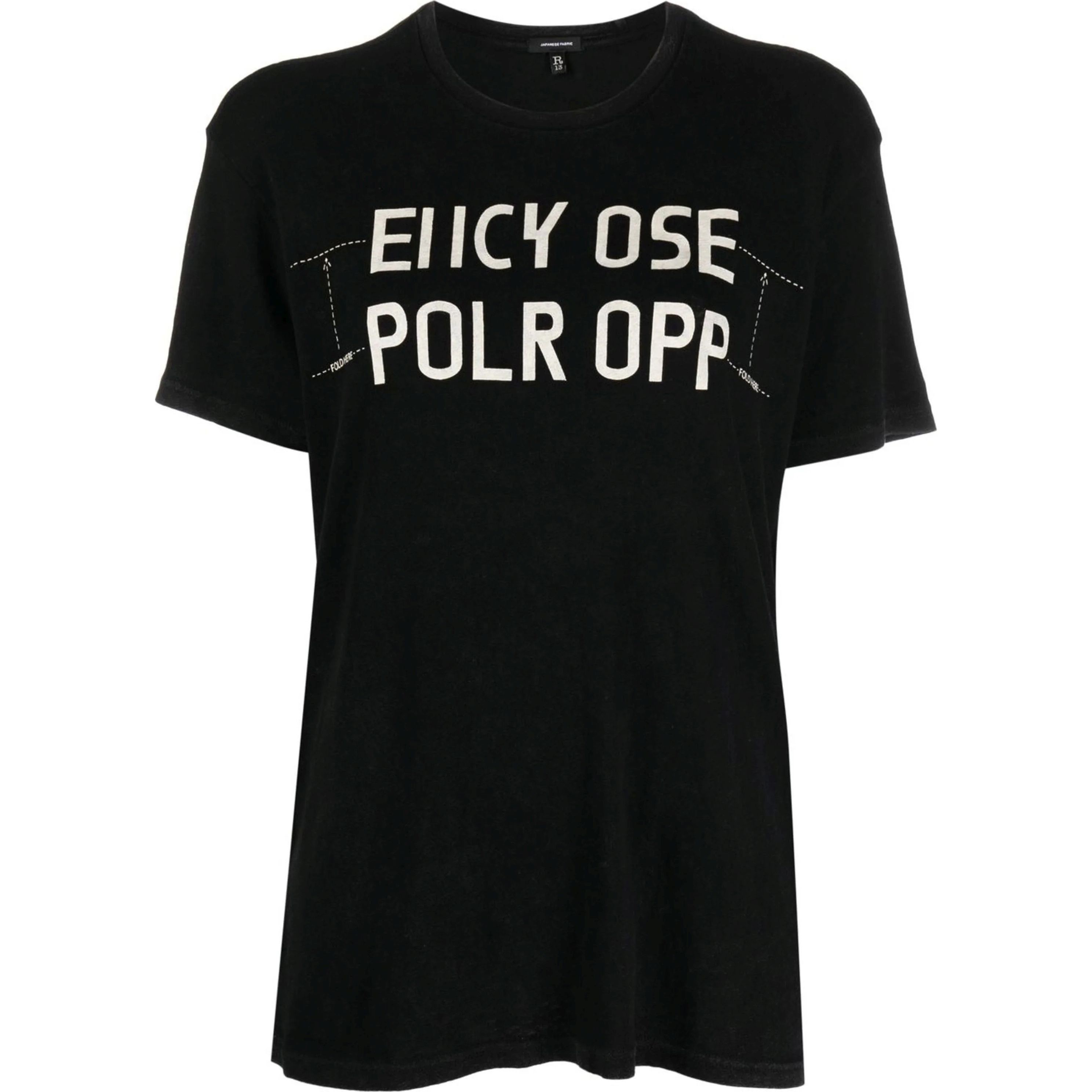 R13 Marškinėliai trump. rankovėmis moterims, Juoda, Hidden message boy t-shirt