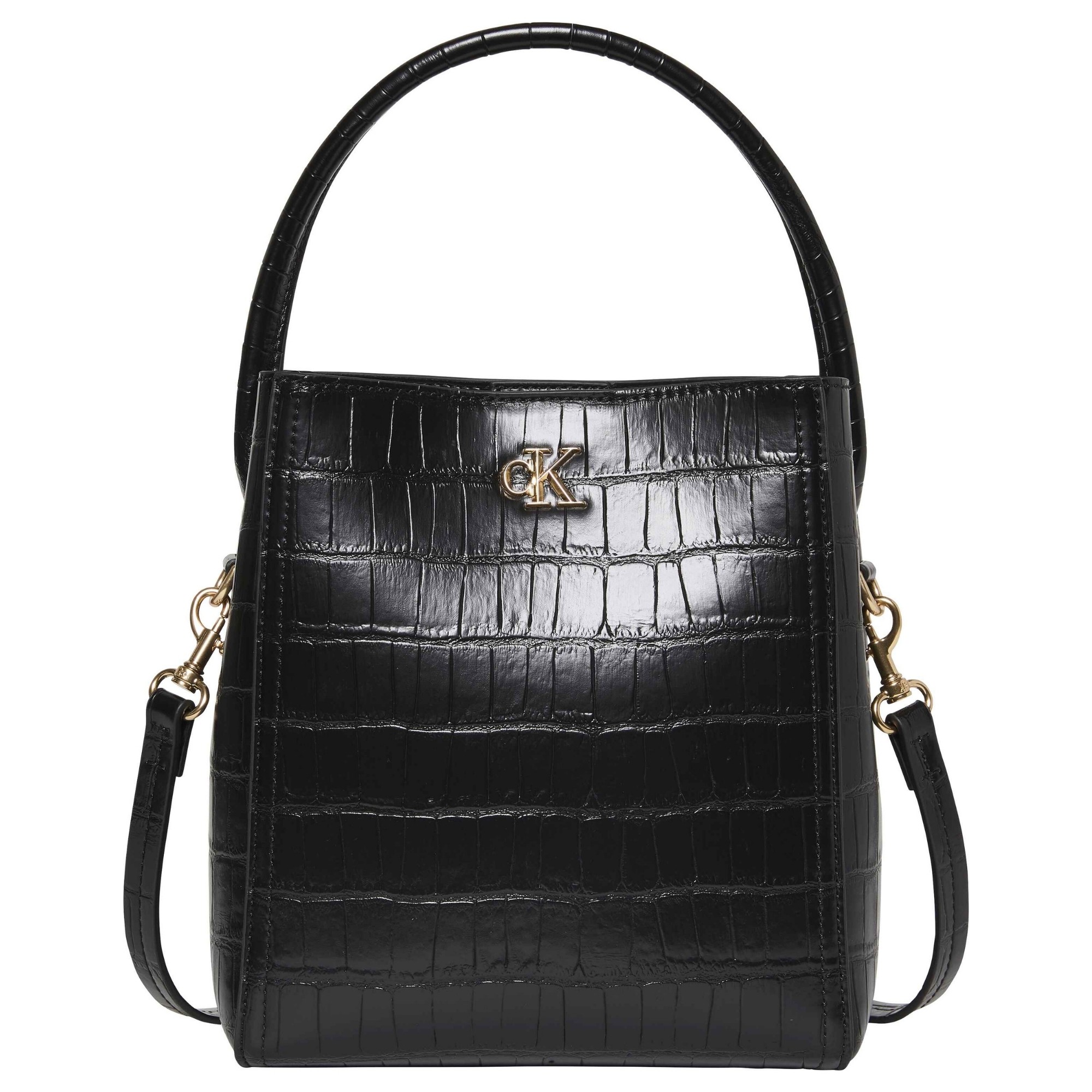 CALVIN KLEIN Rankinė per petį moterims, Juoda, CK croc buCKet wiTH strap 1