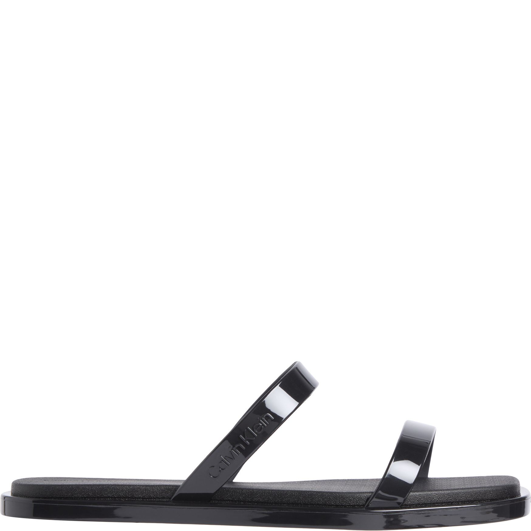 CALVIN KLEIN Guminės šlepetės moterims, Juoda, Double bar slide 2