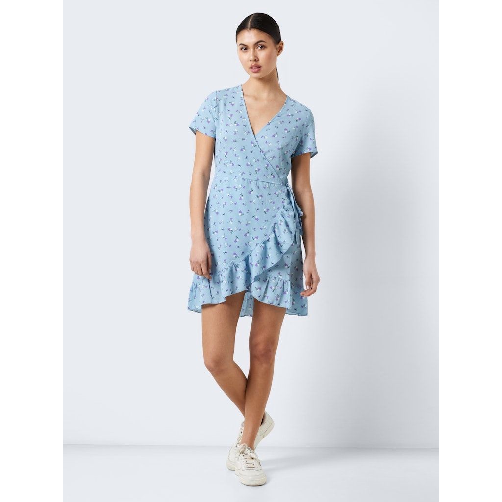 NOISY MAY Mini suknelė moterims, Mėlyna, NMCLARA BIANCA S/S WR 3