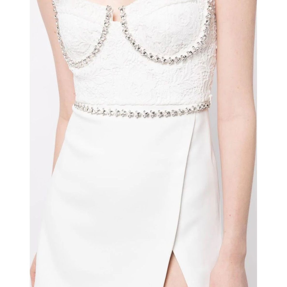 SELF PORTRAIT Mini suknelė moterims, Balta, White lace bodice mini dress 4