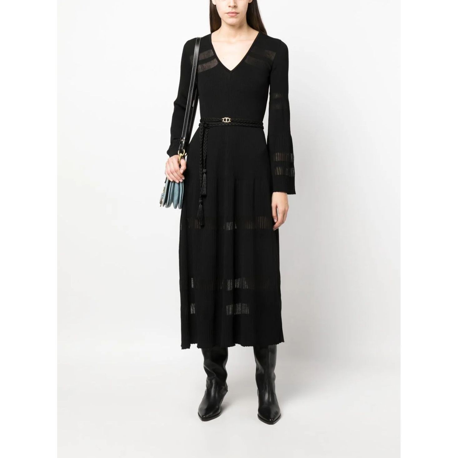 TWINSET Maxi suknelė moterims, Juoda, V-neck maxi dress 2