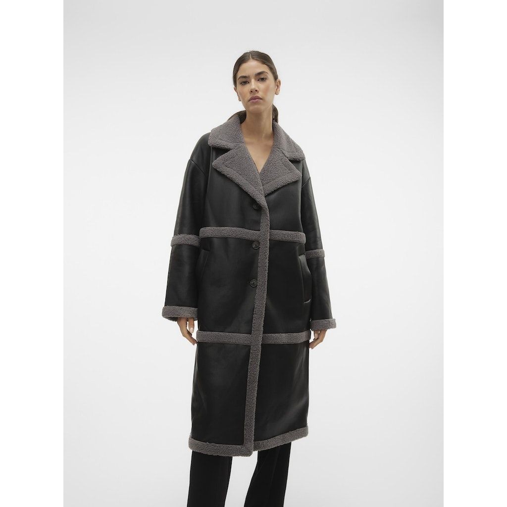 VERO MODA Paltas moterims, Juoda, VMMETHA COATED LONG 5