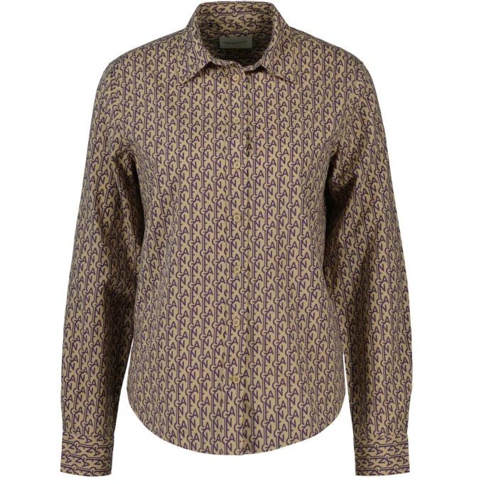 GANT Marškiniai ilgomis rankovėmis moterims, Violetinė, Reg monogram print shirt 1