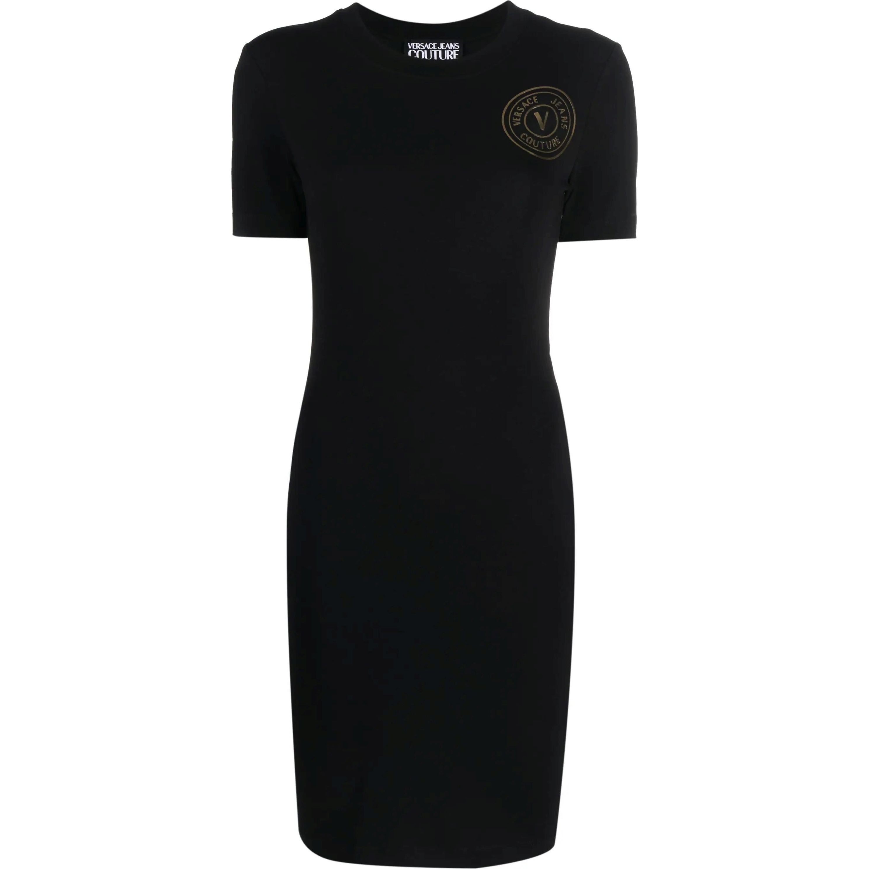VERSACE JEANS CUTURE Mini suknelė , Juoda, Logo-print t-shirt dress