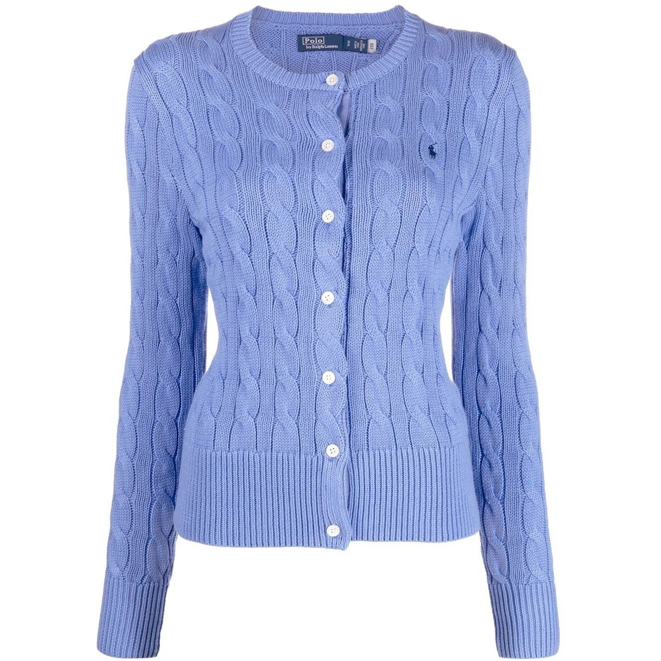 POLO RALPH LAUREN Kardiganas moterims, Mėlyna, Long sleeve cardigan