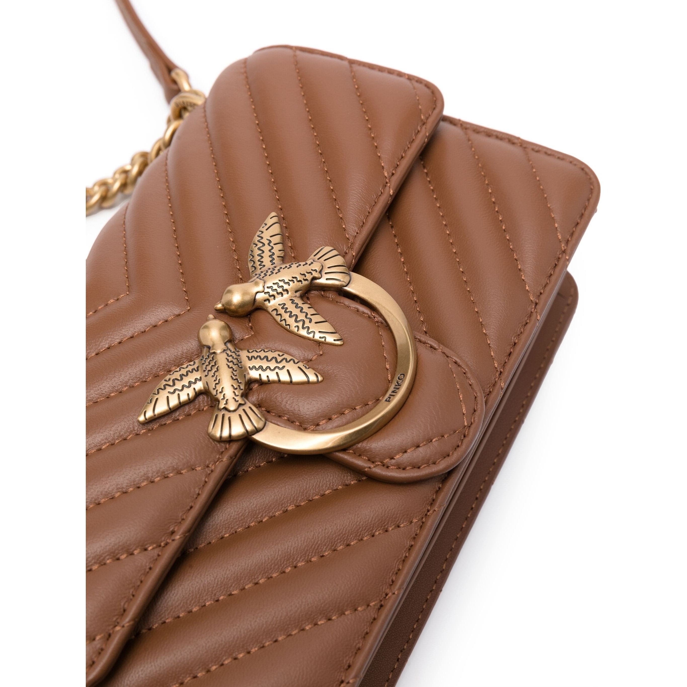 PINKO Rankinė per petį moterims, Ruda, Love one mini crossbody bag 3