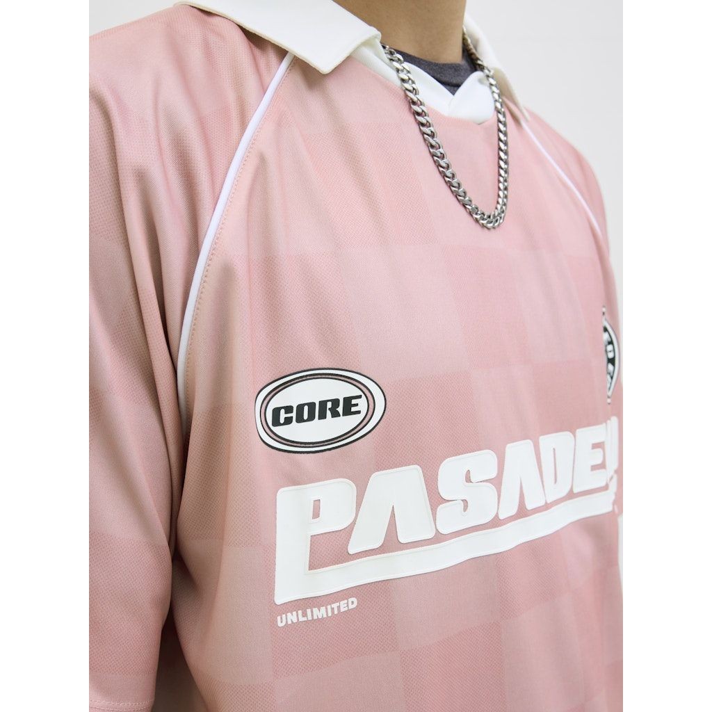 JACK & JONES Polo marškiniai trumpos rank. vyrams, Rožinė, Retreat mesh open collar polo 3