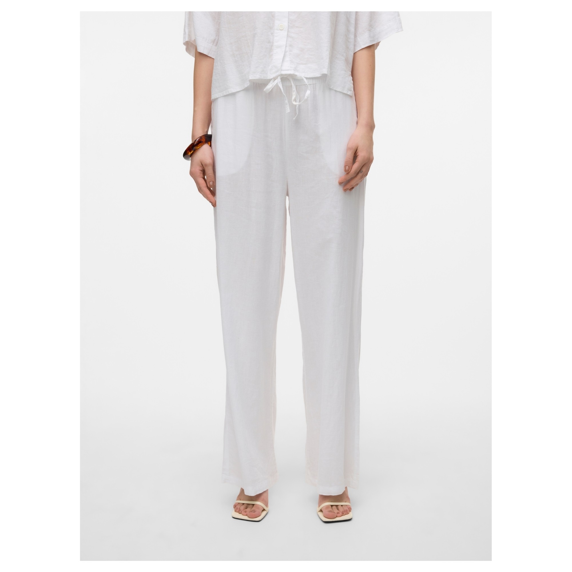 VERO MODA Laisvalaikio kelnės moterims, Balta, Linn 2