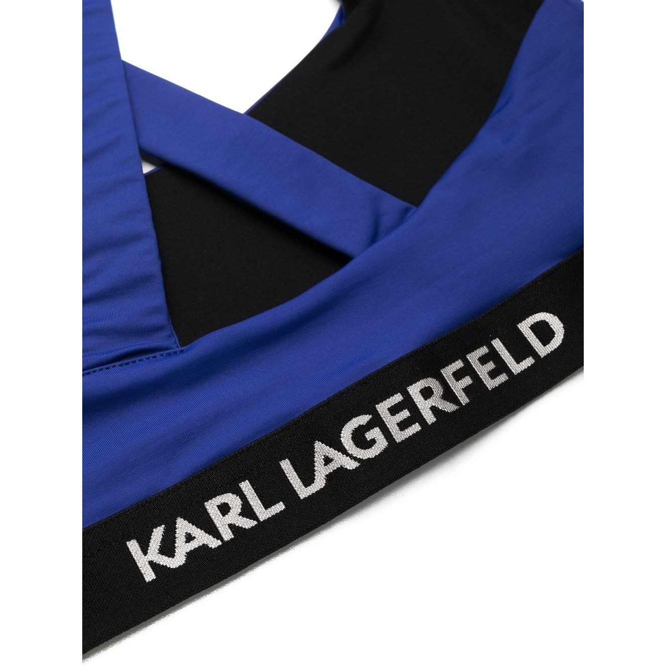 KARL LAGERFELD Viršutinė kostiumėlio dalis moterims, Mėlyna, Bandeau w/ logo elastic 3