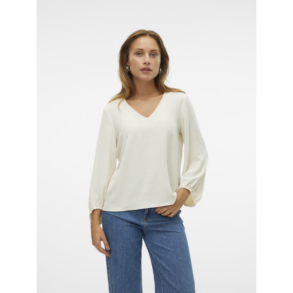 VERO MODA Palaidinės moterims, Balta, Olivia v-neck top 3