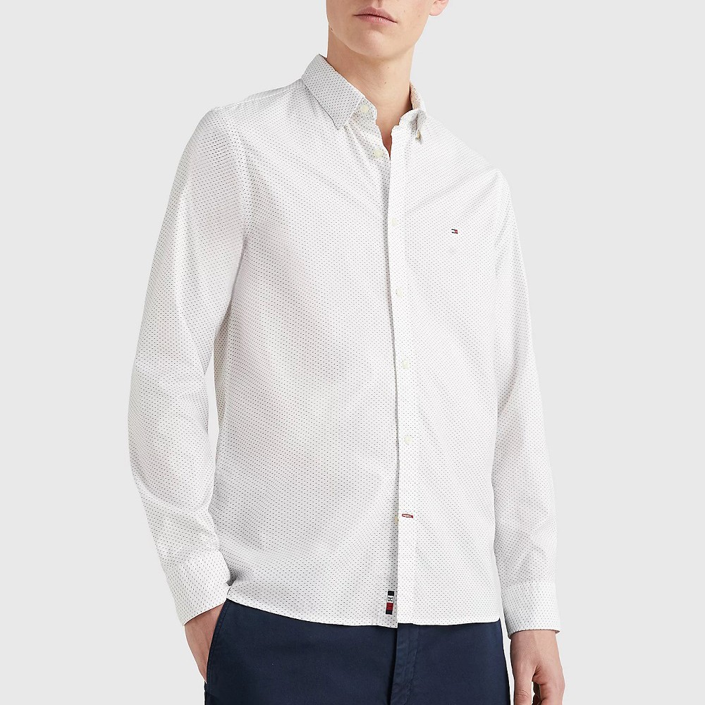 TOMMY HILFIGER Marškiniai ilgomis rankovėmis vyrams, Balta, Natural soft mini print shirt 2