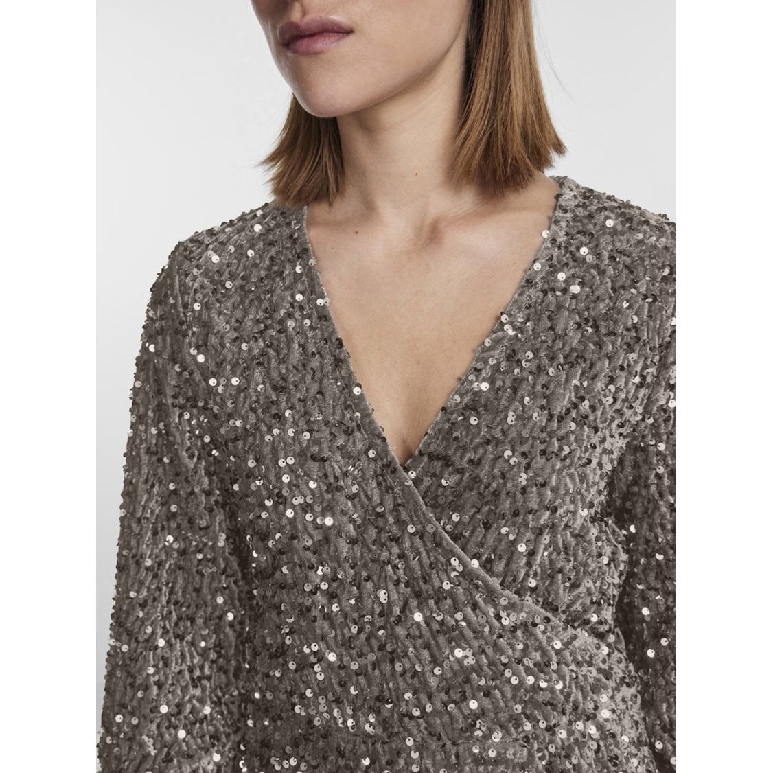 PIECES Mini suknelė moterims, Ruda, Kam wrap dress 5