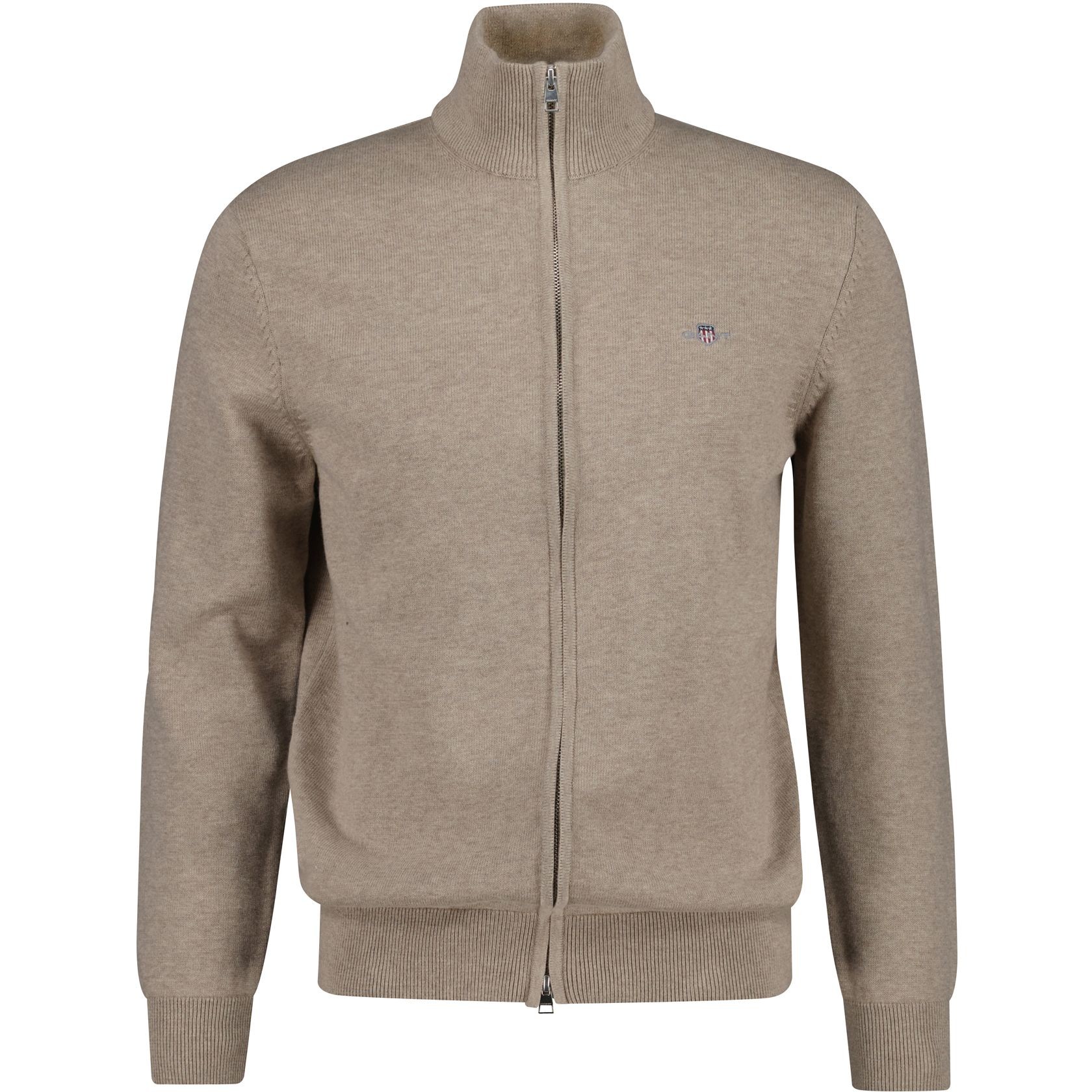 GANT Kardiganas vyrams, Smėlio, casual cotton zip cardigan 1