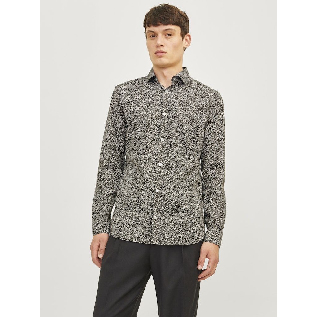 JACK & JONES Marškiniai ilgomis rankovėmis vyrams, Marga, Black pool stretch 4