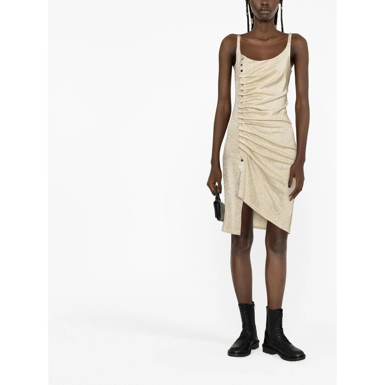 PACO RABANNE Midi suknelė moterims, Sidabrinė, Asymmetric midi dress 2