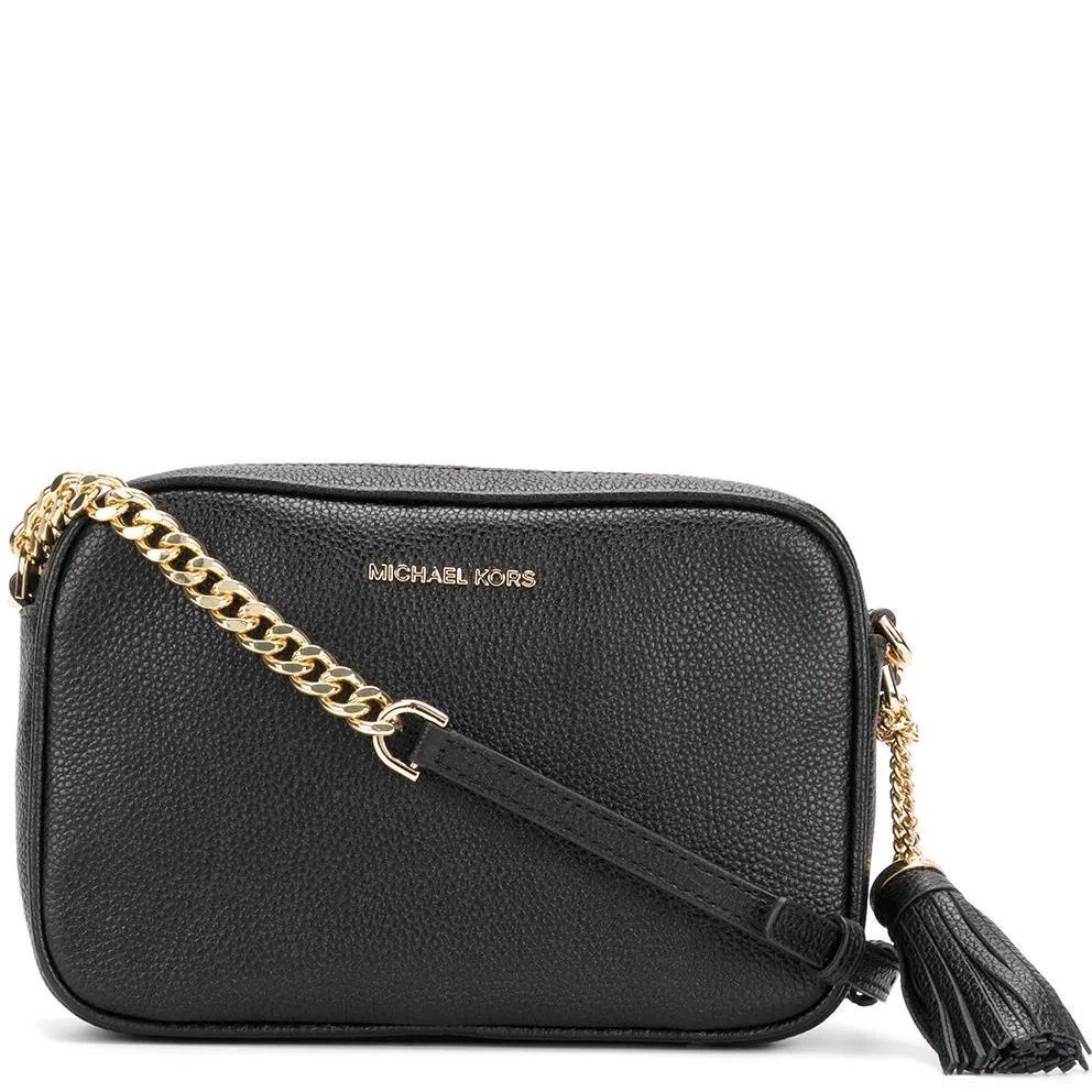 MICHAEL KORS Rankinė per petį moterims, Juoda, Ginny leather crossbody bag 1