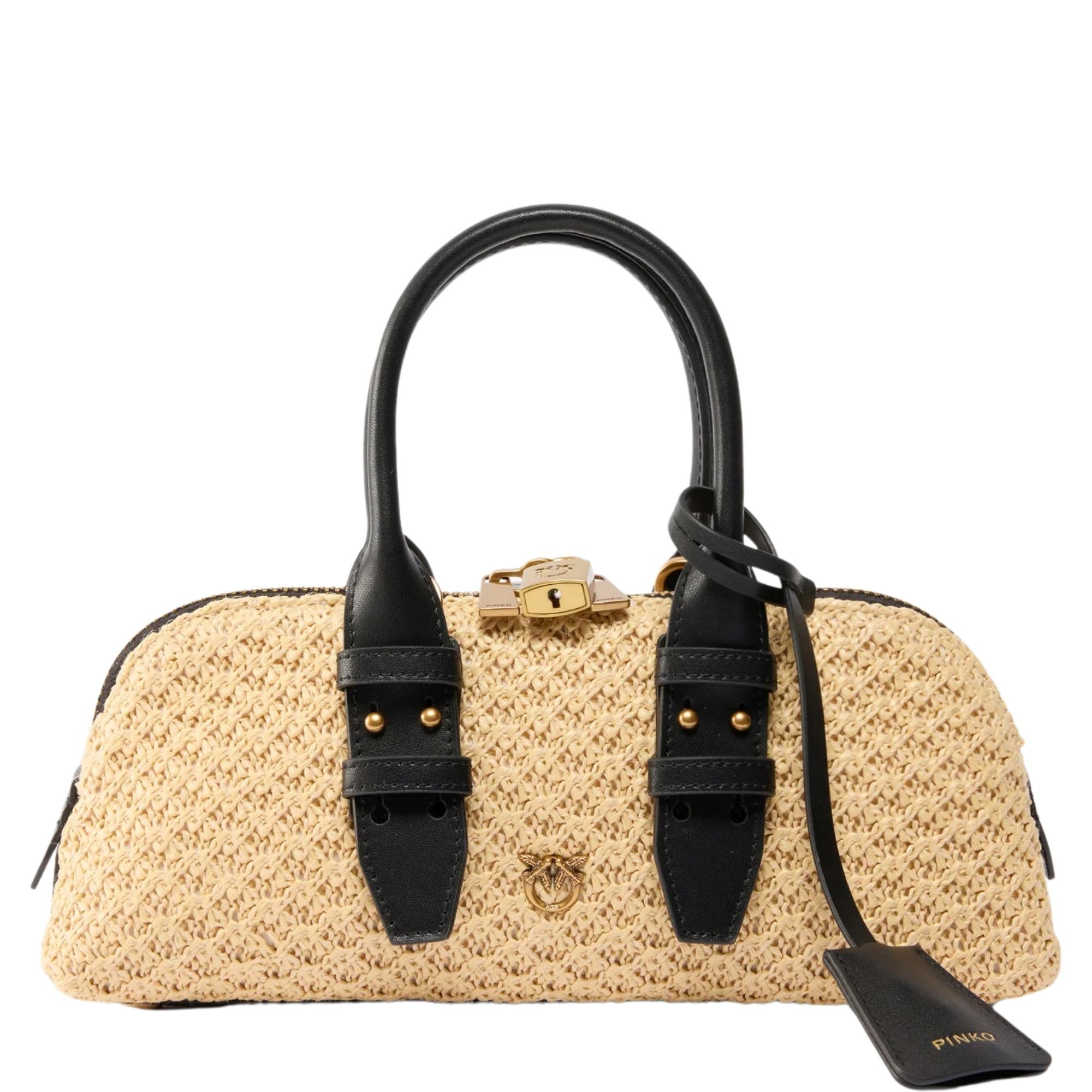 PINKO Rankinė moterims, Smėlio, Bowling bag horizontal 1