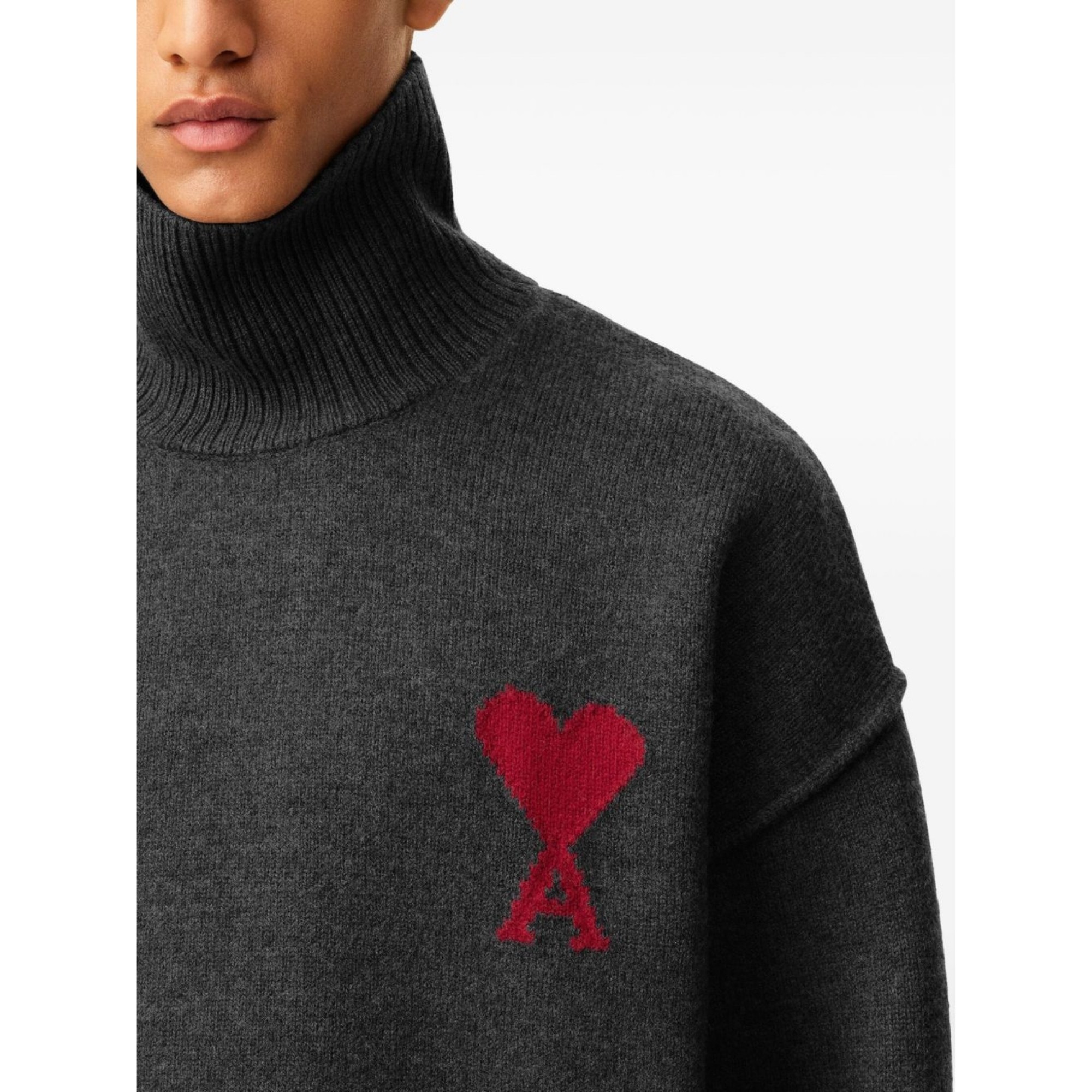 AMI PARIS Megztinis, Pilka, Funnel neck sweater 3