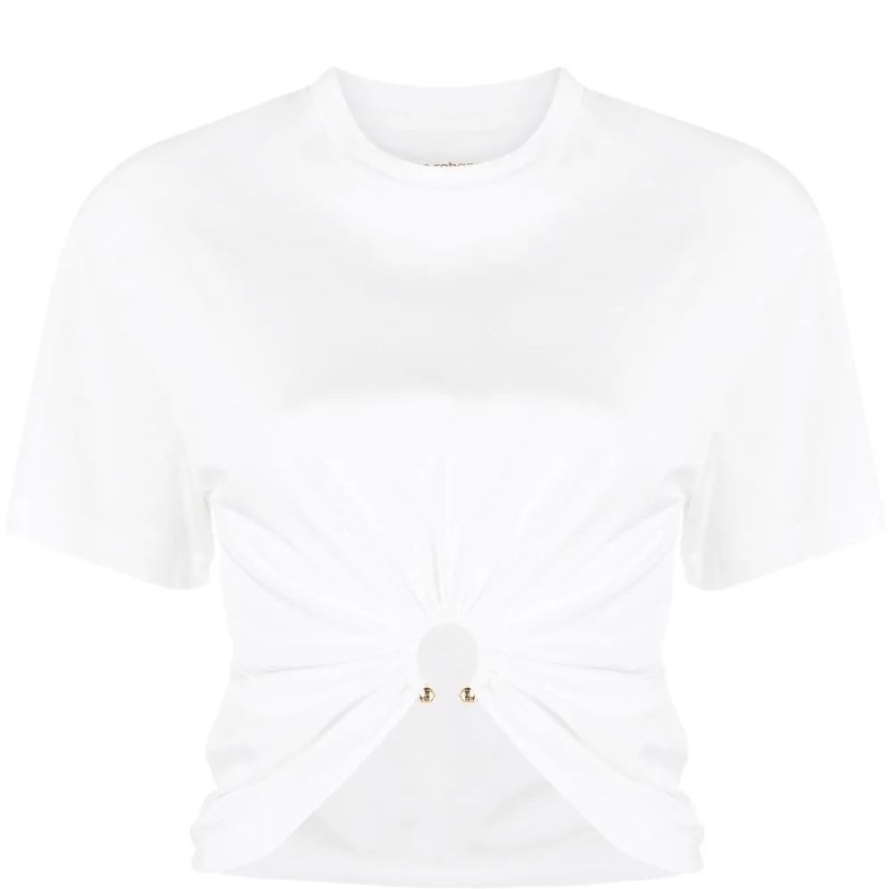 PACO RABANNE Trumpinti marškinėliai moterims, Balta, Crop top 1