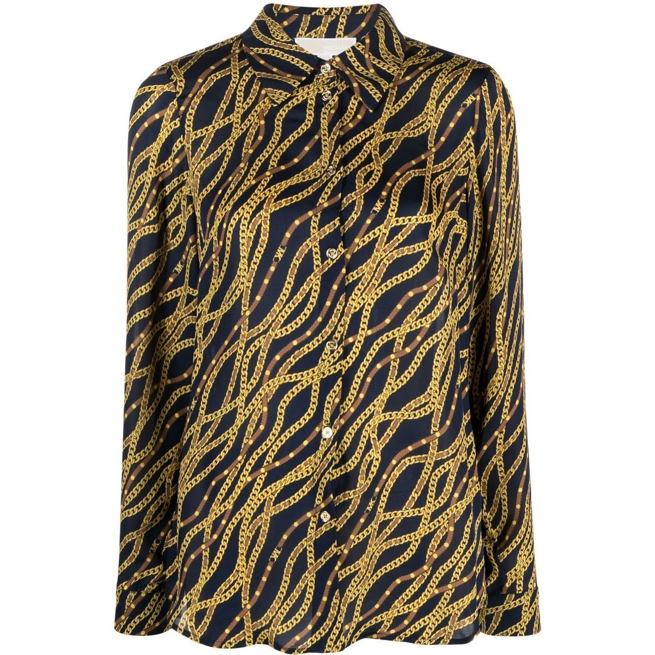 MICHAEL KORS Marškiniai ilgomis rankovėmis moterims, Mėlyna, Chain button down shirt