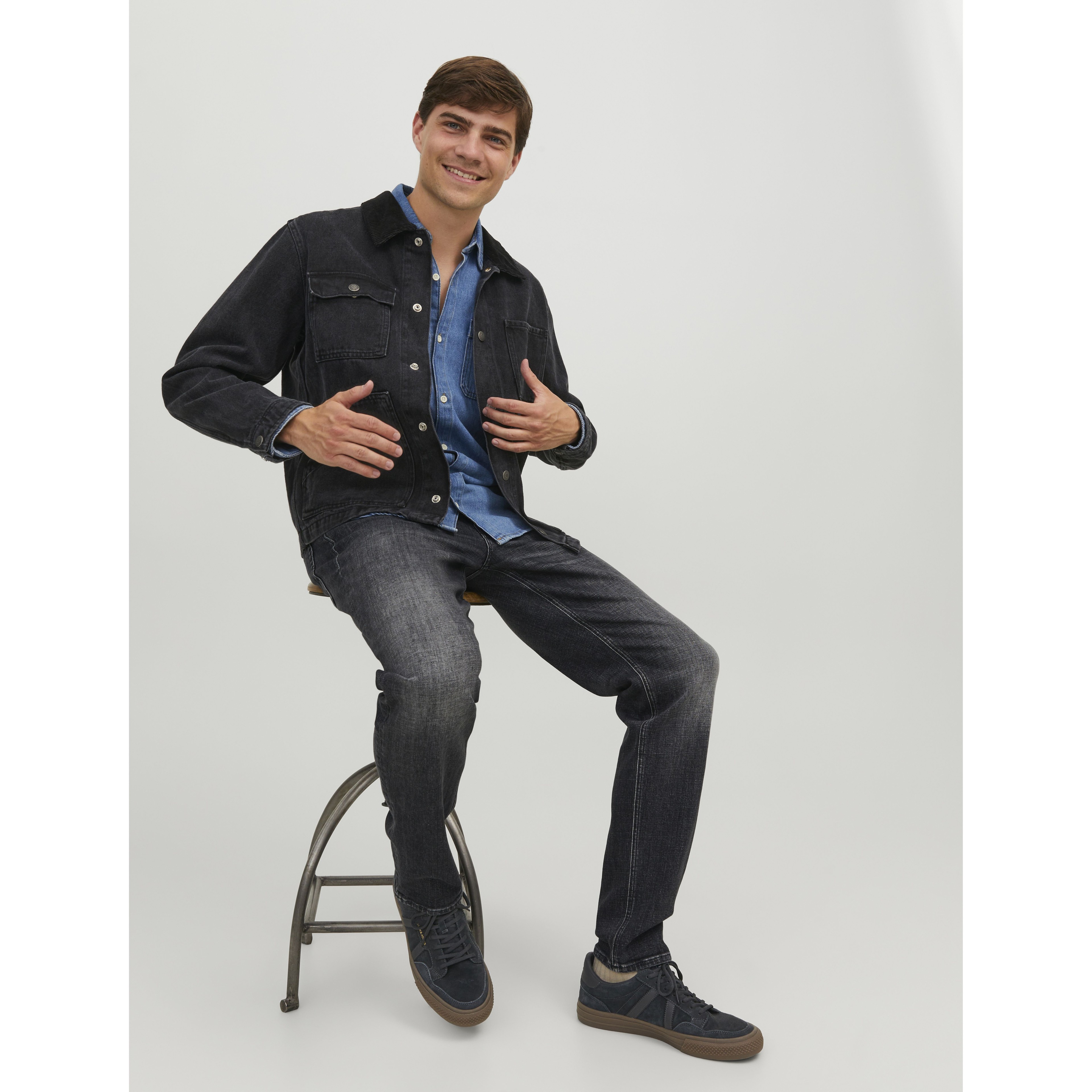 JACK & JONES Slim džinsai vyrams, Juoda, JJIMIKE JJORIGINAL JOS 8