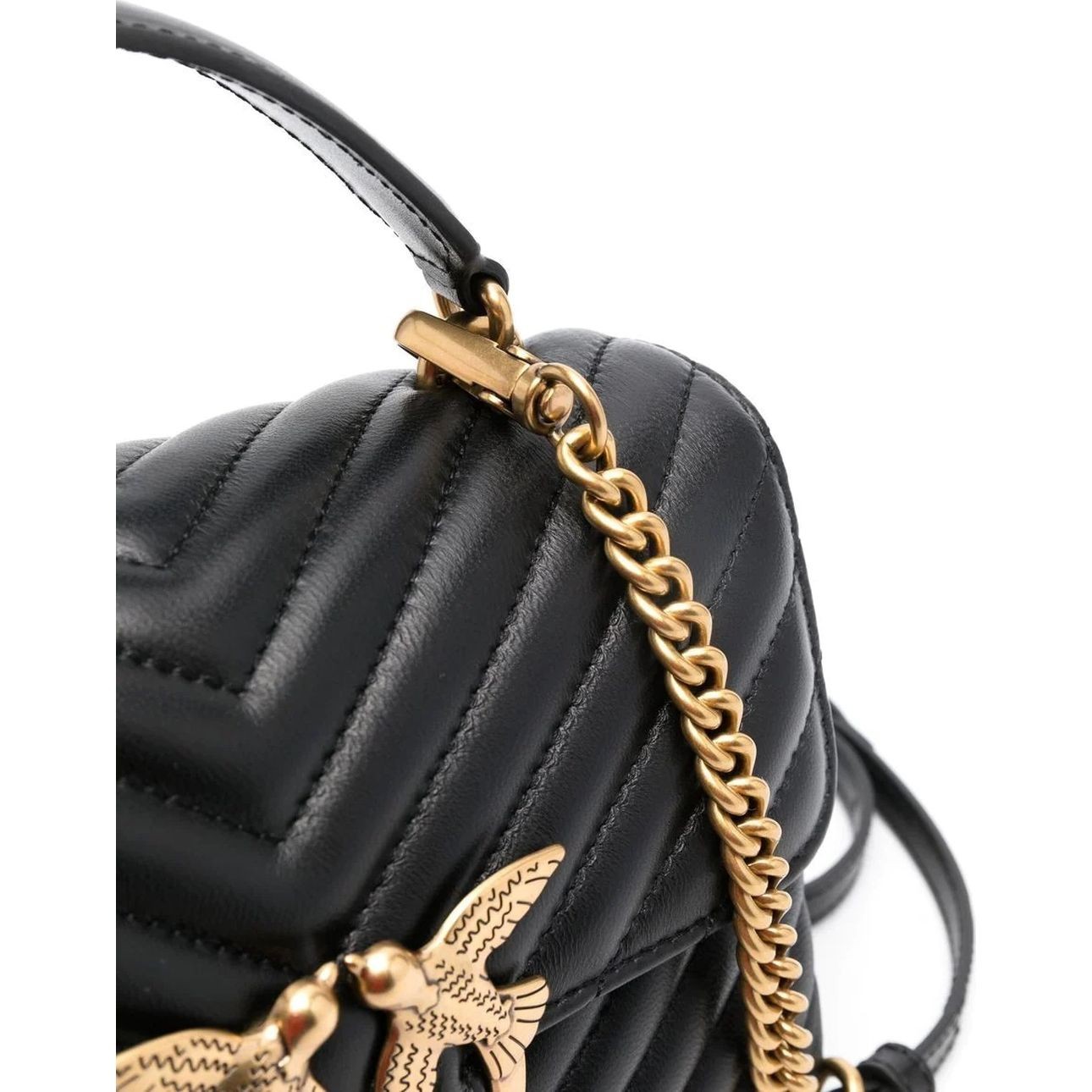 PINKO Rankinė per petį moterims, Juoda, Love lady puff mini crossbody 3