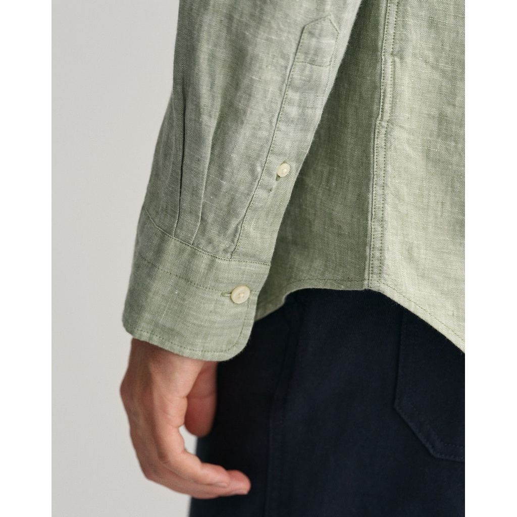 GANT Marškiniai vyrams, Žalia, SLIM LINEN SHIRT 4