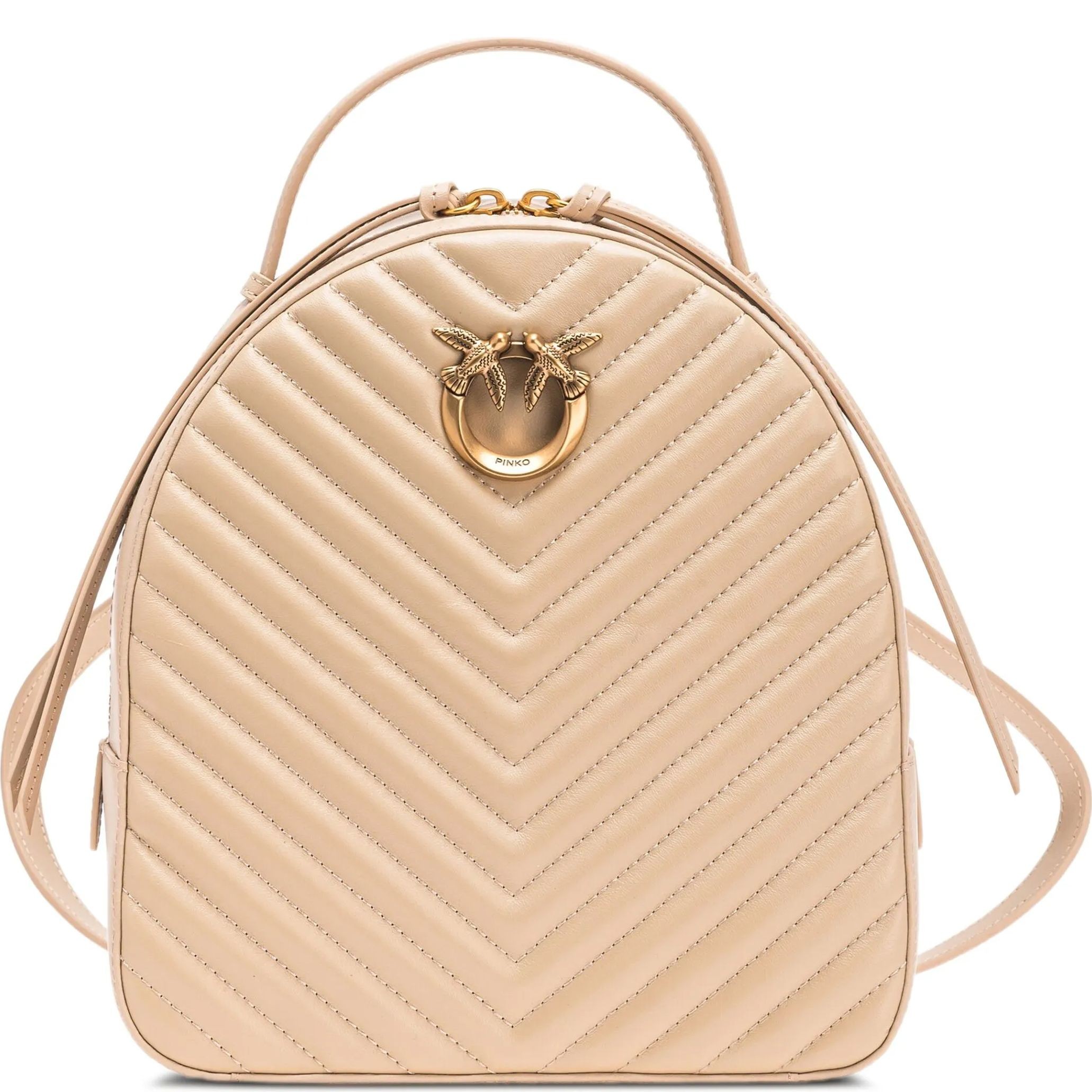 PINKO Kuprinė moterims, Smėlio, Logo-engraved backpack 1