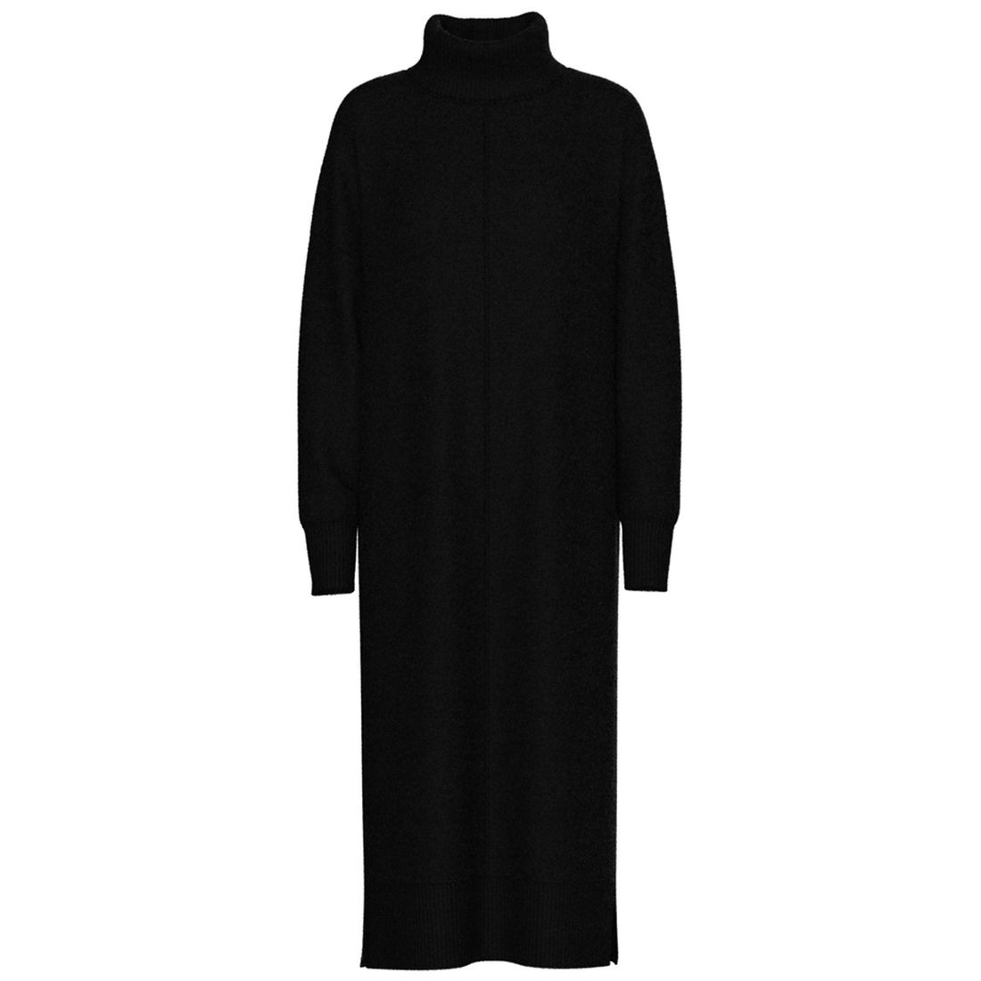 PIECES Megzta suknelė moterims, Juoda, Malou knit dress 1