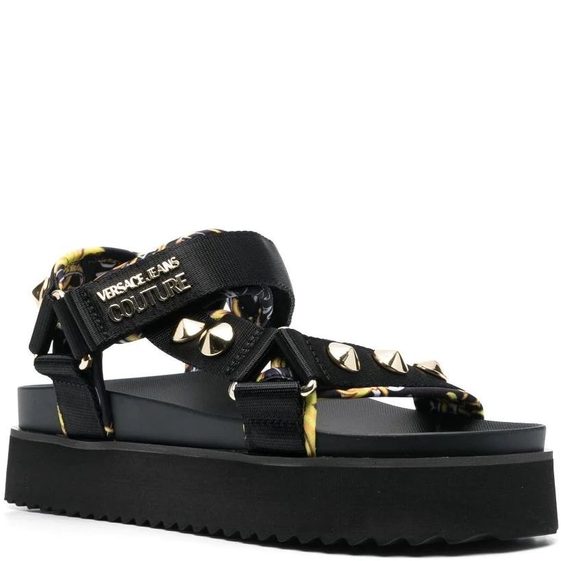 VERSACE JEANS CUTURE Basutės moterims, BLACK/GOLD, Fondo arizona sandals 1