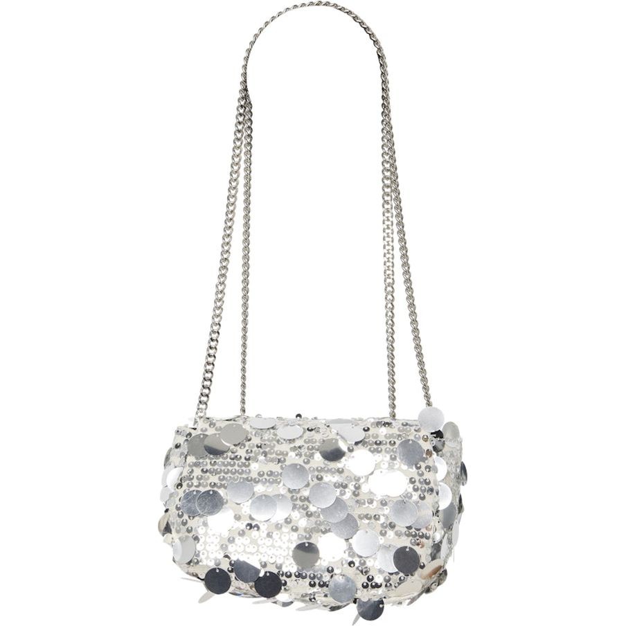 PIECES Rankinė per petį moterims, Sidabrinė, PCNELLA SEQUINS CROSS 2