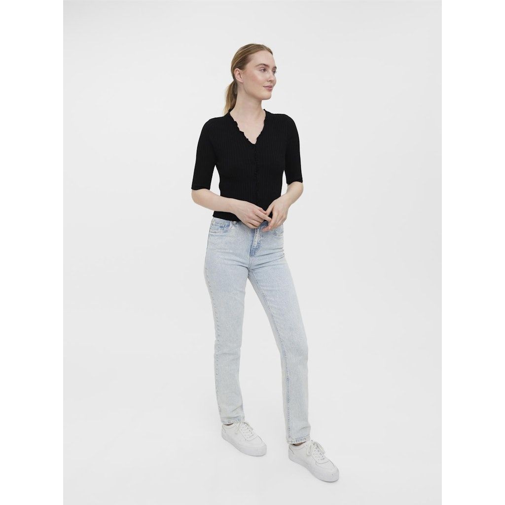 VERO MODA Kardiganas moterims, Juoda, VMELLY 2/4 FRILL CARD 2