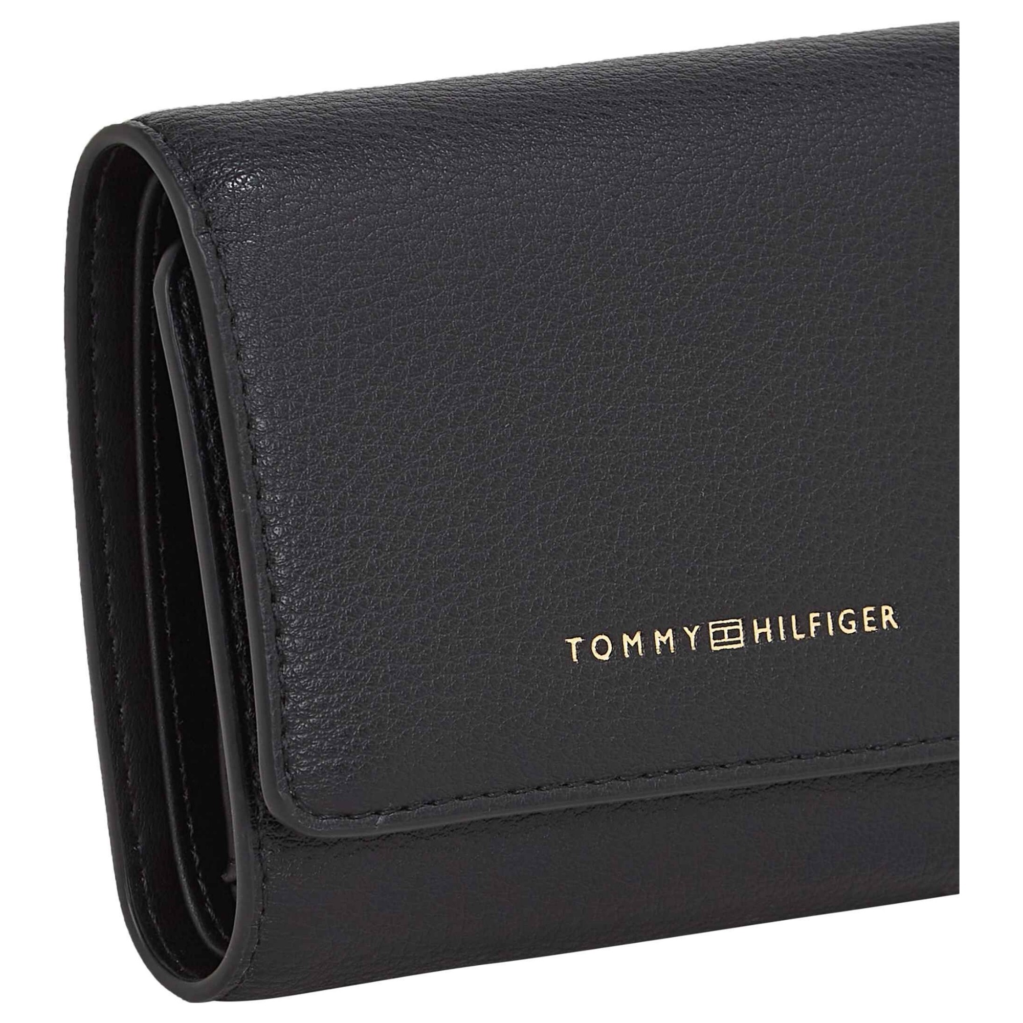 TOMMY HILFIGER Piniginė moterims, Juoda, TH flag trifold 3