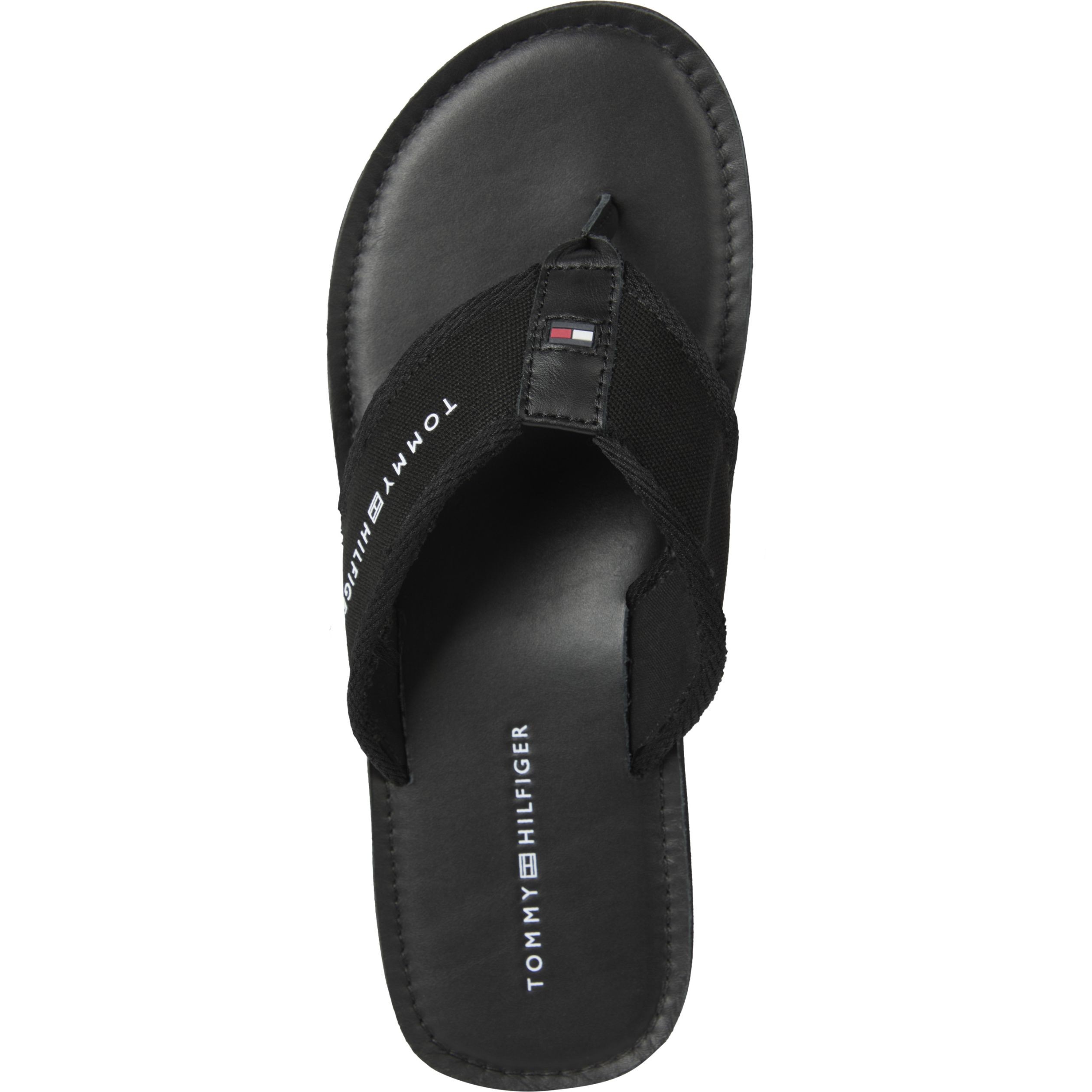 TOMMY HILFIGER Pliažo šlepetės per pirštą vyrams, Juoda, Leather flip flops 3