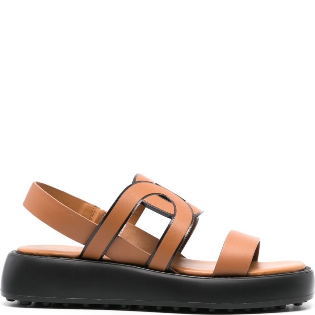 TODS Basutės moterims, Ruda, Cut-out chain leather sandals 2